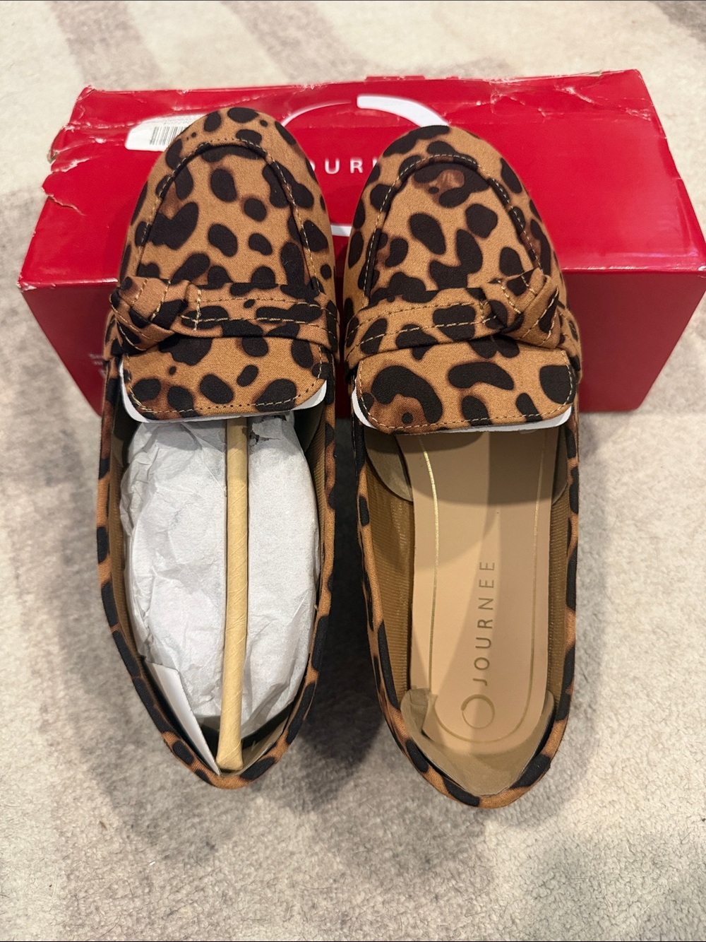 Journee Collection Leopard Print Slip-On Loafers - Brown/Black